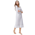 Kate Kasin Women Ladies Victorian Style Long Sleeve Square Neck 100%Cotton Nightgown Sleep Dress KK000467-1
